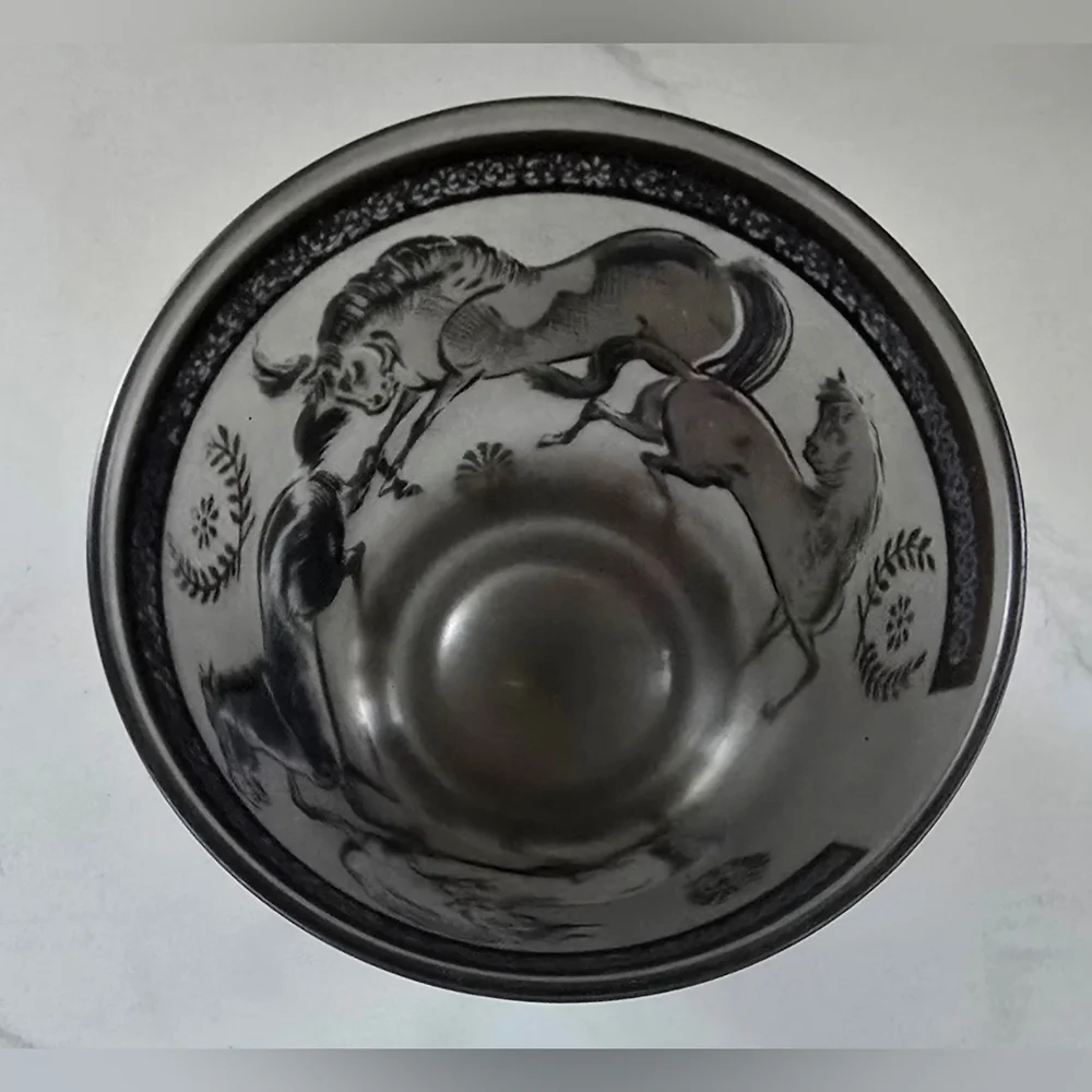 Rare Culver MCM Ming Wild Horses Whiskey Highball Glassware One Each Set Of 2‎